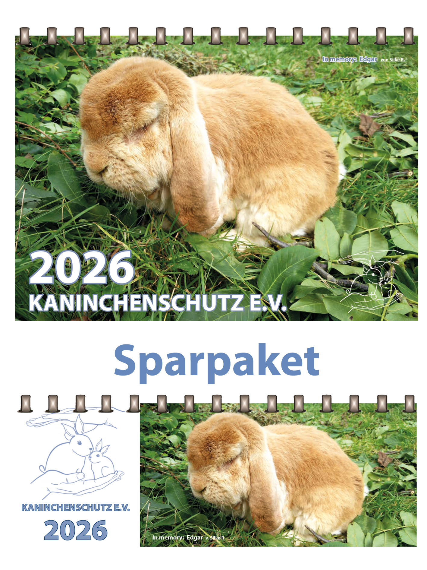 Sparpaket - 2 Kaninchenschutz Kalender 2026 (Wand- und Tischkalender)